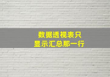 数据透视表只显示汇总那一行