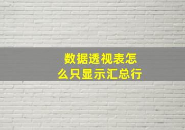 数据透视表怎么只显示汇总行