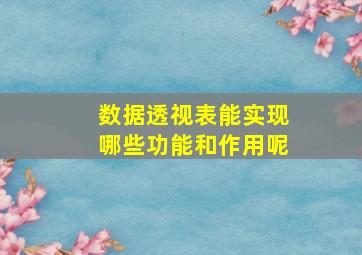 数据透视表能实现哪些功能和作用呢