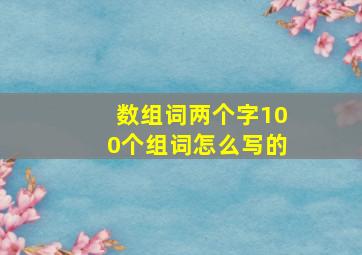 数组词两个字100个组词怎么写的