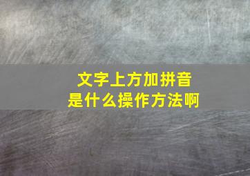 文字上方加拼音是什么操作方法啊