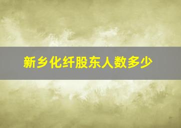 新乡化纤股东人数多少