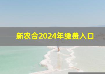 新农合2024年缴费入口