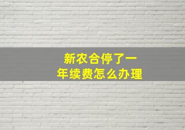 新农合停了一年续费怎么办理