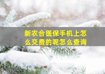 新农合医保手机上怎么交费的呢怎么查询