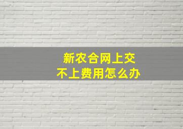 新农合网上交不上费用怎么办