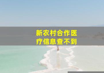 新农村合作医疗信息查不到