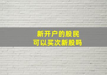 新开户的股民可以买次新股吗