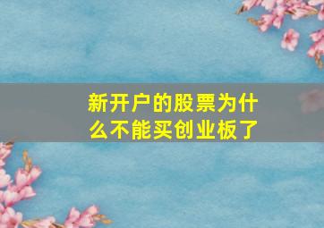 新开户的股票为什么不能买创业板了