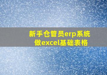 新手仓管员erp系统做excel基础表格