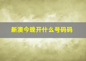 新澳今晚开什么号码码