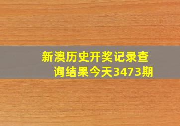 新澳历史开奖记录查询结果今天3473期