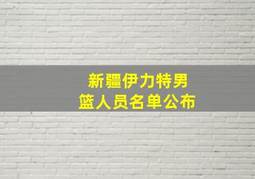 新疆伊力特男篮人员名单公布