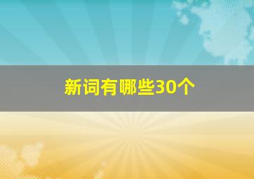 新词有哪些30个