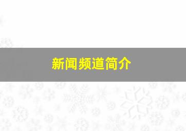 新闻频道简介