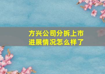 方兴公司分拆上市进展情况怎么样了