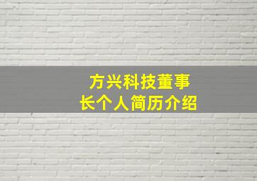 方兴科技董事长个人简历介绍