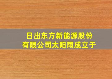 日出东方新能源股份有限公司太阳雨成立于