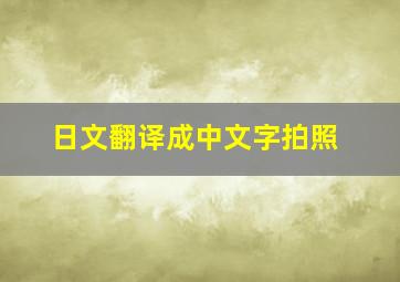 日文翻译成中文字拍照