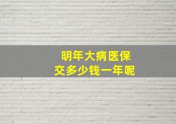 明年大病医保交多少钱一年呢