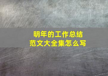 明年的工作总结范文大全集怎么写