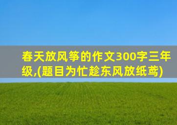 春天放风筝的作文300字三年级,(题目为忙趁东风放纸鸢)