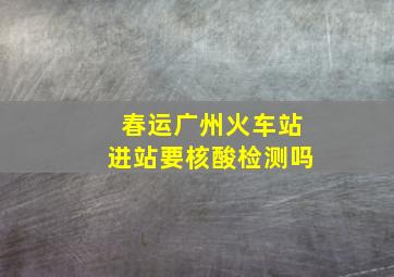 春运广州火车站进站要核酸检测吗