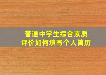 普通中学生综合素质评价如何填写个人简历