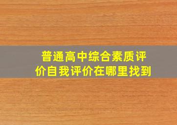 普通高中综合素质评价自我评价在哪里找到