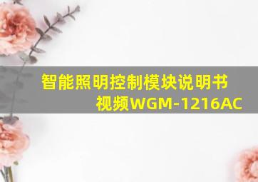 智能照明控制模块说明书视频WGM-1216AC