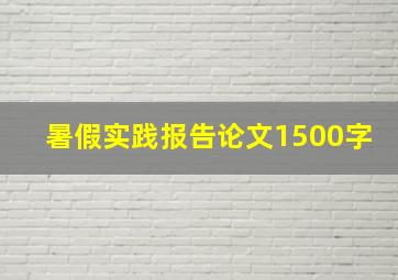 暑假实践报告论文1500字