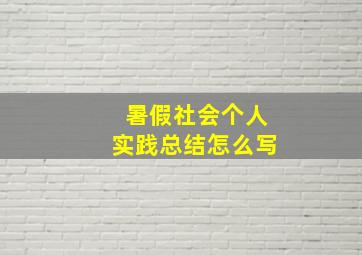 暑假社会个人实践总结怎么写