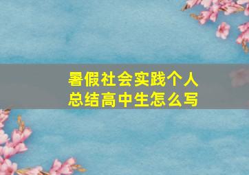 暑假社会实践个人总结高中生怎么写