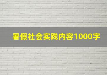 暑假社会实践内容1000字