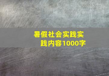 暑假社会实践实践内容1000字