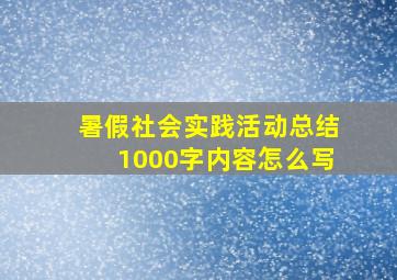 暑假社会实践活动总结1000字内容怎么写