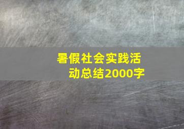 暑假社会实践活动总结2000字