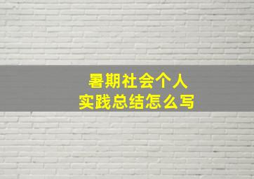 暑期社会个人实践总结怎么写