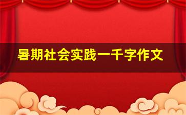 暑期社会实践一千字作文