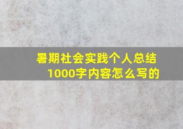 暑期社会实践个人总结1000字内容怎么写的