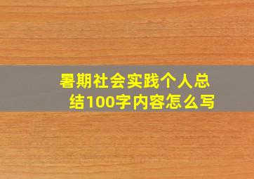 暑期社会实践个人总结100字内容怎么写