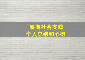 暑期社会实践个人总结和心得