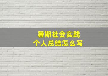 暑期社会实践个人总结怎么写