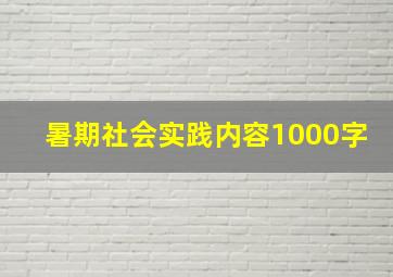 暑期社会实践内容1000字