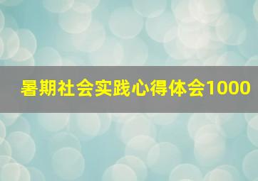 暑期社会实践心得体会1000