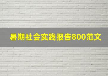 暑期社会实践报告800范文