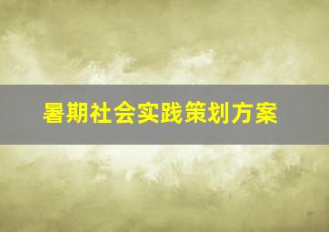 暑期社会实践策划方案