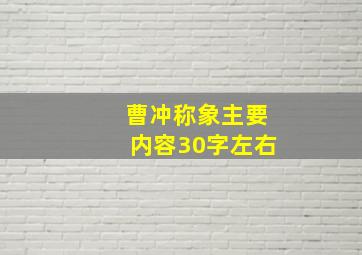 曹冲称象主要内容30字左右