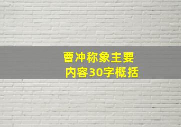 曹冲称象主要内容30字概括