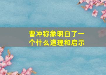 曹冲称象明白了一个什么道理和启示